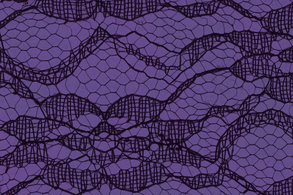 Delicate Lace Textured Material Purple Knit Background Copy Space Halloween — Stock Photo, Image