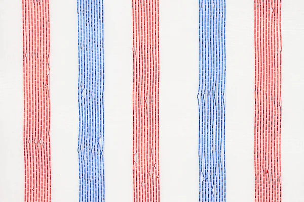 Czerwona Biała Niebieska Wstążka Połyskująca Splot Teksturowane Tło Miejsca Kopiowania — Zdjęcie stockowe