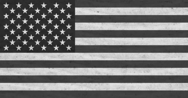 Czerń Biel Gwiazdami Pasami Amerykańska Flaga Teksturowanym Tłem Materiału — Zdjęcie stockowe
