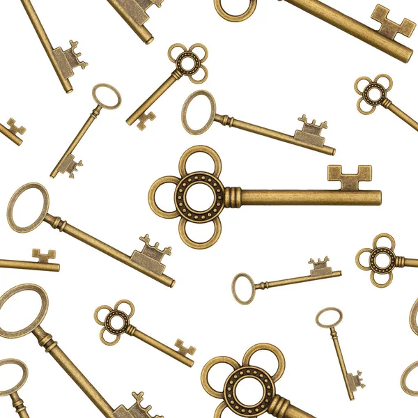 Zlatá Kostra Klíč Pozadí Které Opakované Bezproblémové Které Opakuje Různými — Stock fotografie