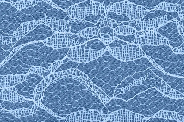 Delicate Lace Textured Material Blue Knit Background Copy Space Message — Stock Photo, Image