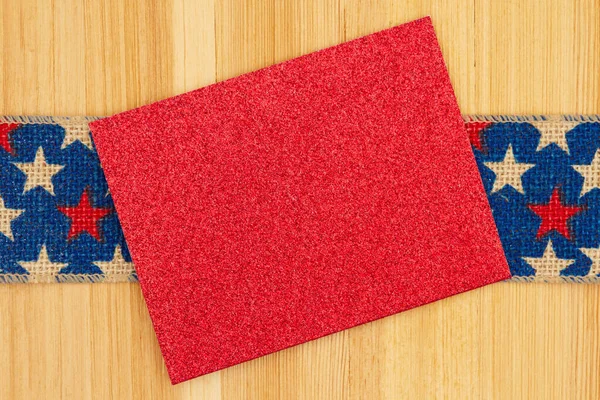 Blanco Glitter Rood Wenskaart Retro Usa Ster Jute Lint Met — Stockfoto