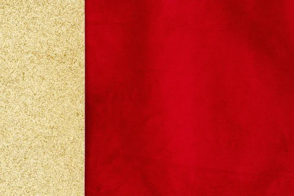 Gold Glitzernde Seite Mit Rotem Plüsch Hintergrund Mit Kopierraum Für — Stockfoto