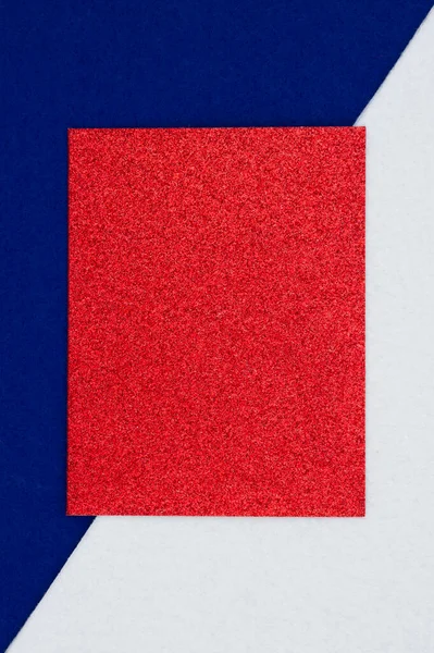 Tarjeta Felicitación Blanco Brillo Rojo Sobre Material Fieltro Azul Blanco — Foto de Stock