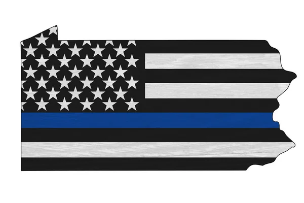 Pensilvanya Haritasında Polis Memurlarını Desteklediğiniz Için Amerikan Bayrağı Var — Stok fotoğraf