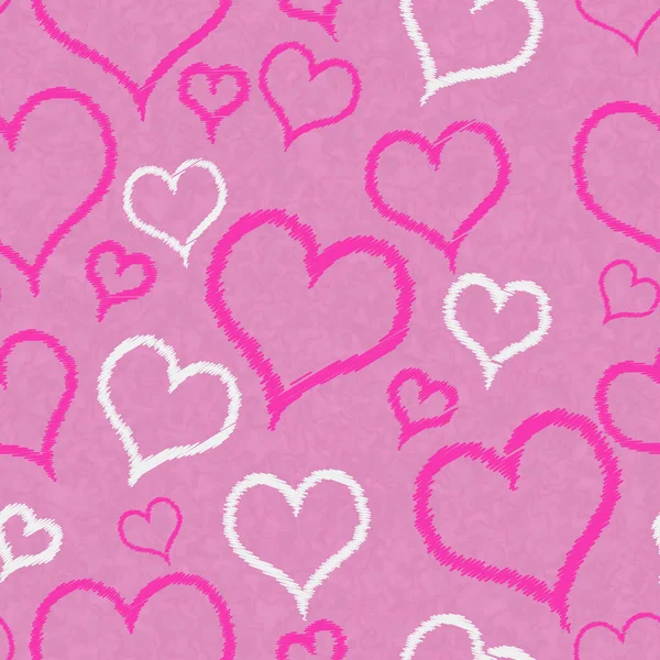 Ilustración Rosa Blanco Corazones Fondo Que Repite Sin Costuras Sobre — Foto de Stock