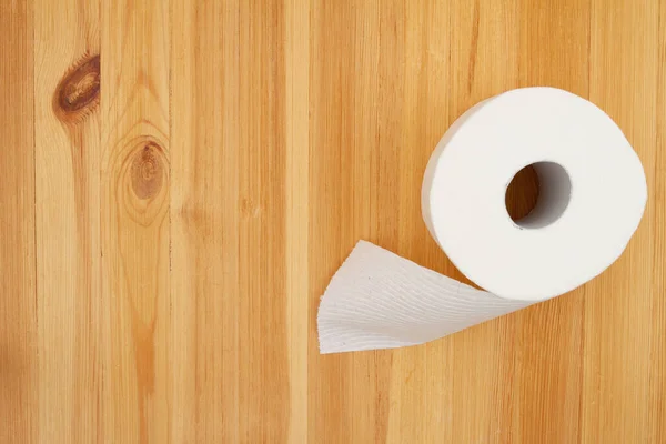 Toaletní Papír Dřevěném Stole Kopírovacím Prostorem Stock Snímky