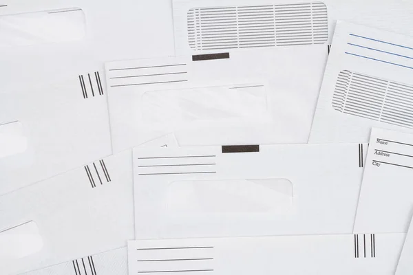 Fundo Branco Envelopes Negócios Branco Com Espaço Cópia Para Sua — Fotografia de Stock