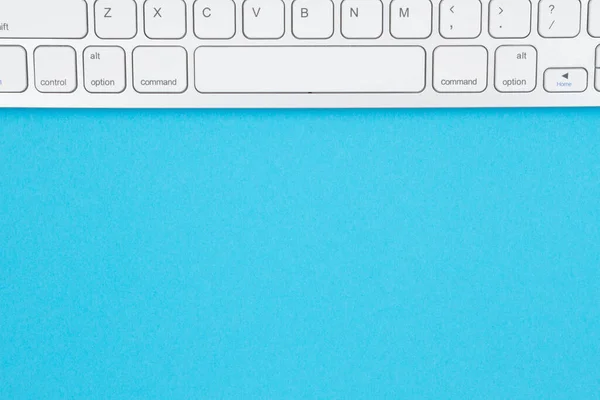 Gray Keyboard Blue Background Copy Space Your Tech Message Stock Image