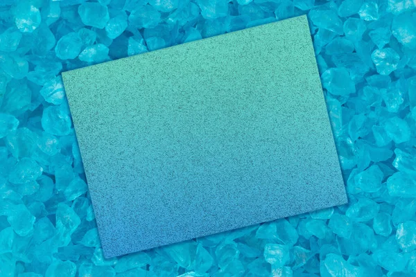Blank Teal Greeting Card Beach Glass Background Copy Space Each — Stock Photo, Image