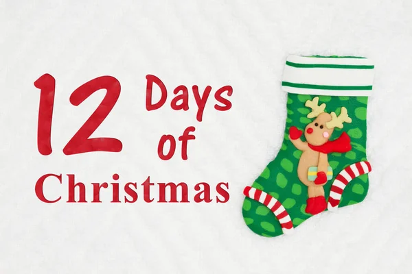 Ημέρες Των Χριστουγέννων Μια Χριστουγεννιάτικη Κάλτσα Έναν Τάρανδο Λευκό Chevron — Φωτογραφία Αρχείου