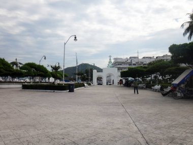 Manzanillo, Colima, bir yolcu gemisi Meksika'dan sahne.