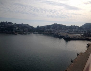 Manzanillo, Colima, bir yolcu gemisi Meksika'dan sahne.