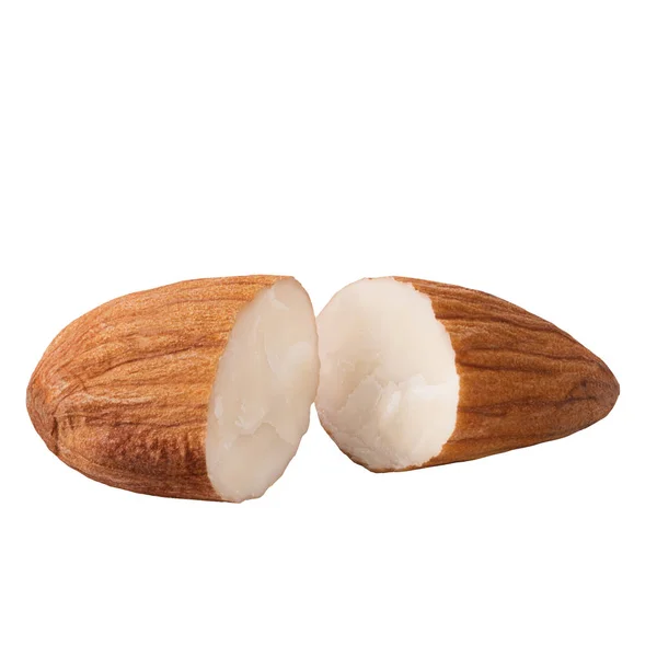 Izolované Ořechy Mandlové Ořechy Izolovaných Bílém Pozadí Ořezovou Cestou Jako — Stock fotografie