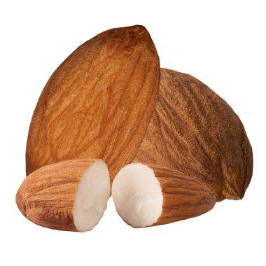 İzole fındık. Badem fındık paket tasarım öğesi ve reklam izole kırpma yolu ile beyaz arka plan üzerinde.