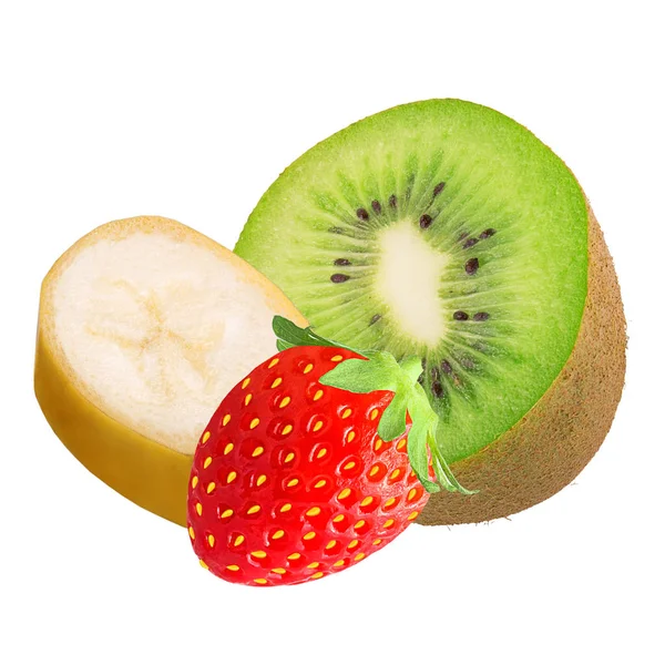 Misture frutas frescas isoladas no fundo branco — Fotografia de Stock