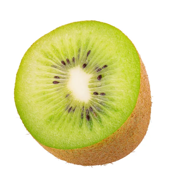 Meia fruta kiwi madura isolada sobre fundo branco — Fotografia de Stock