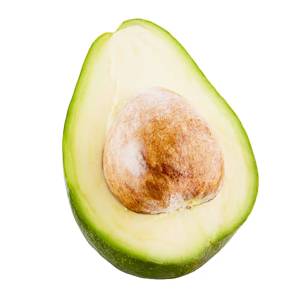 Vereinzelte Früchte Halbe Avocadofrüchte Isoliert Auf Weißem Hintergrund Mit Clipping — Stockfoto