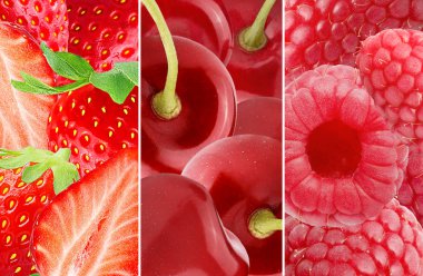 Organik kırmızı berryes meyve farklı türde kolaj