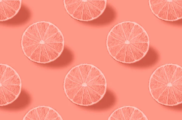 Renkli arka planda taze citrius canlı meyve deseni — Stok fotoğraf
