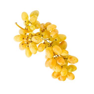 Beyaz arkaplanda taze yeşil üzümler izole edilmiş.