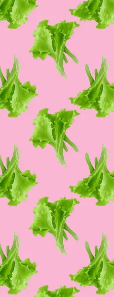 Creative Layout Seamless Vegetables Pattern Photo Lettuce Salad Pink Background — Stock Photo, Image