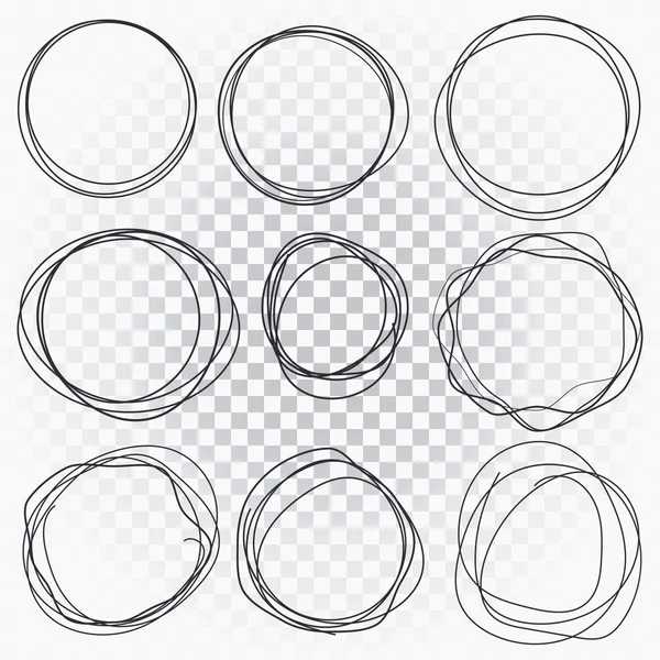 Hand drawn line sketched circles set. Scribble doodle circles for message mark design element. — Stock Vector