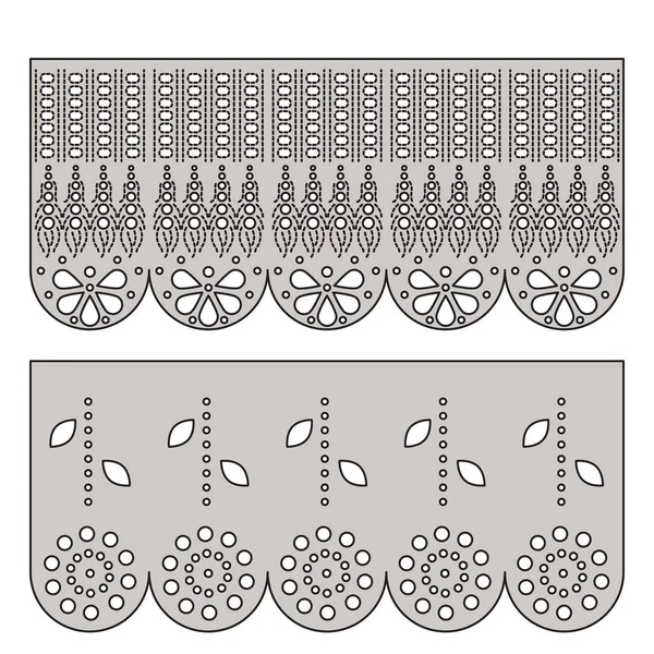 Ornamento decorativo di laccio di occhiello per confine di tessuto . — Vettoriale Stock