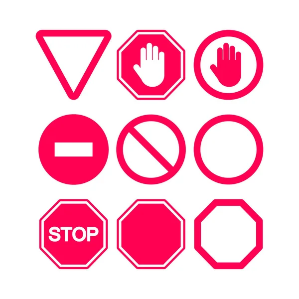 Stoppschilder-Vektor in rot-weißen flachen Verbotsschildern. — Stockvektor