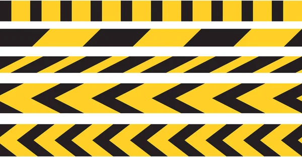 Fita Precaução Vetor Borda Preto Amarelo Listras Perigo Aviso Sinal — Vetor de Stock