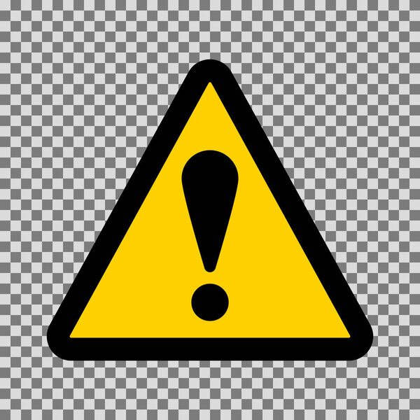 Вектор знака треугольника осторожности. Черный и желтый предупреждающий символ
.