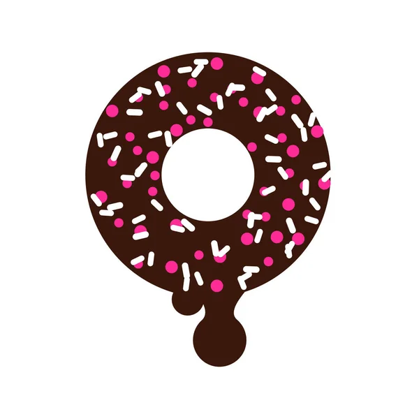 Donut de chocolate con virutas de coco vector de dibujos animados icono ilustración . — Vector de stock