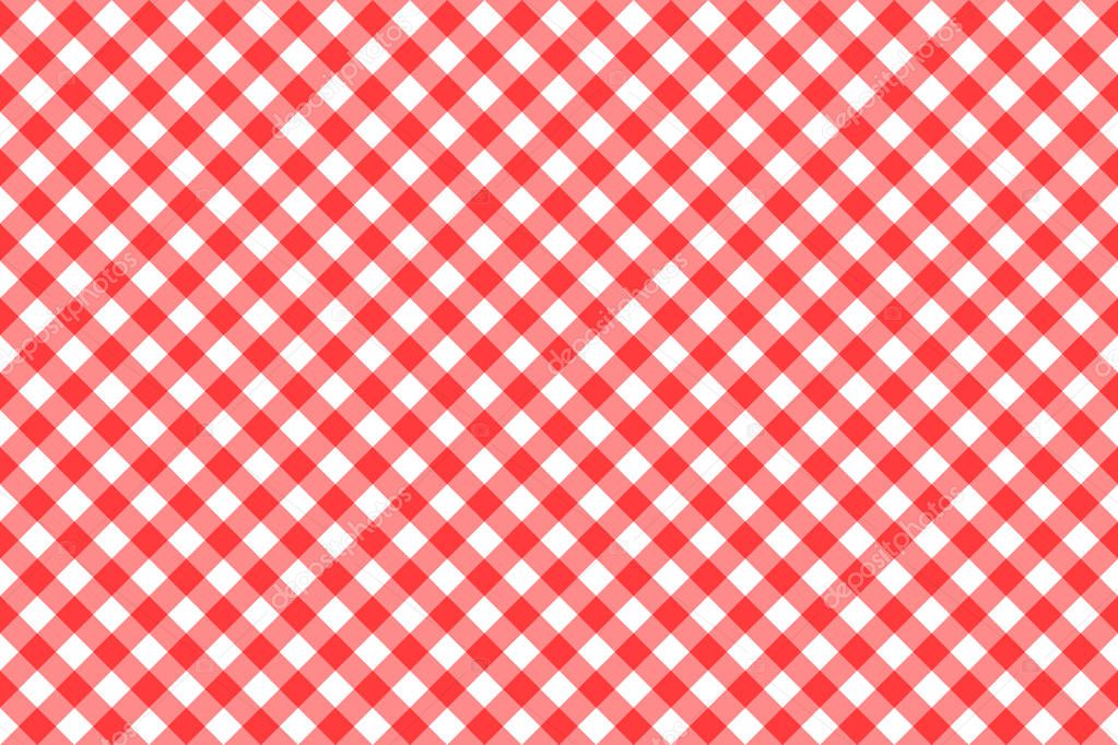 Gingham red checkered seamless pattern. Plaid repeat design background.