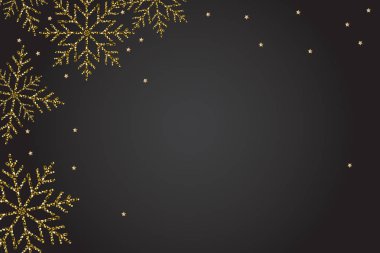 Altın kar taneleri ile yeni yıl siyah afiş arka plan.