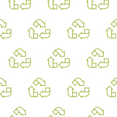 Anahat yeşil sembol deseni geri dönüşüm. Dikişsiz basit çizgi illüstrasyonu.