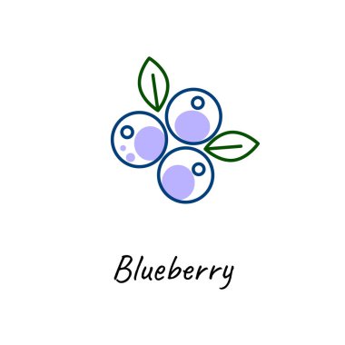 Yaban mersini simgesi vektör illüstrasyon. Anahat renkli stil.