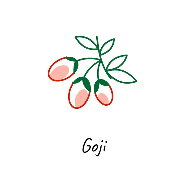 Goji berry simgesi vektör illüstrasyon. Anahat renkli stil.