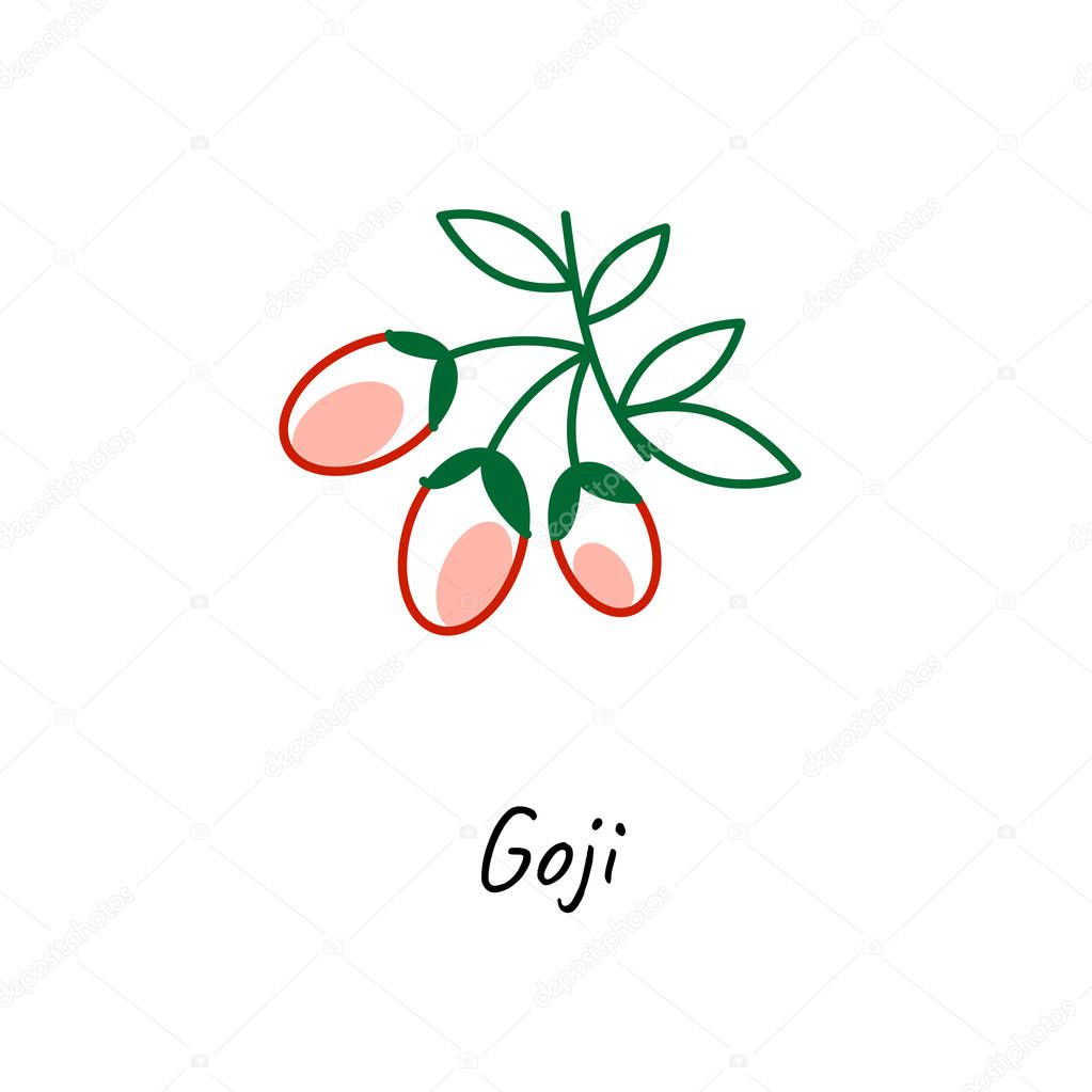 Goji berry icon vector illustration. Outline colored style.