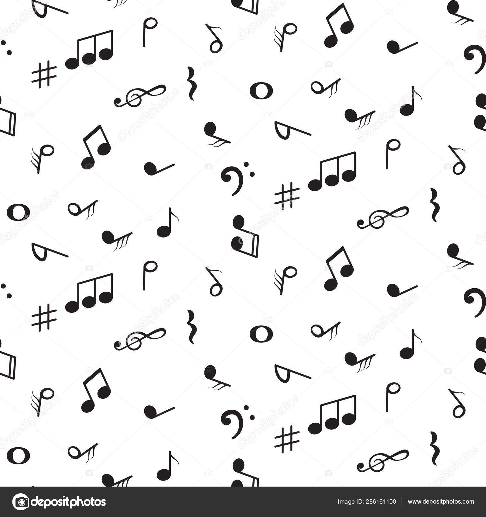 Seamless Pattern With Music Notes Symbols Monochrome Background Vector Image By C Fishpouch Vector Stock