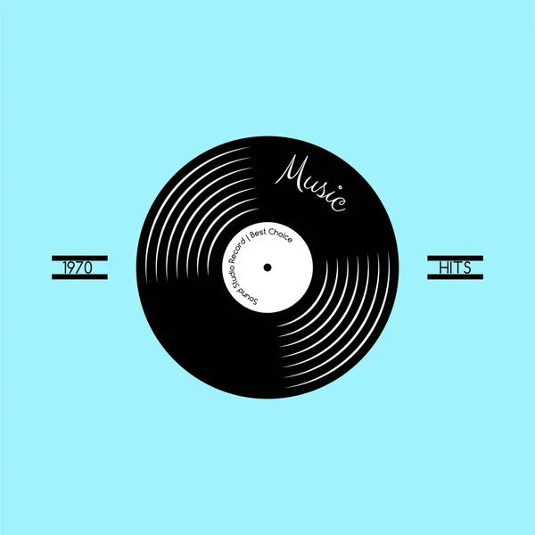 Vinil plakalı disk posteri veya tshirt şablontasarımı. Müzik retro simgesi.