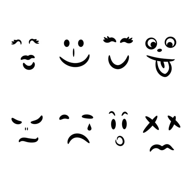 Emoticon mano dibujado cara abstracta emociones expresión . — Archivo Imágenes Vectoriales