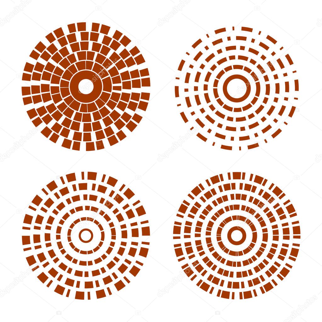 Abstract circle shapes with dashed lines vector set.