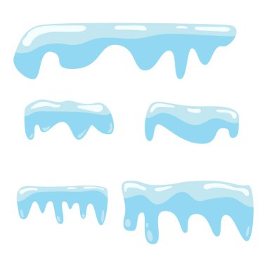 Kar topları, kartopları ve kar yığınları. Kış süsleme ögesi vektörü.