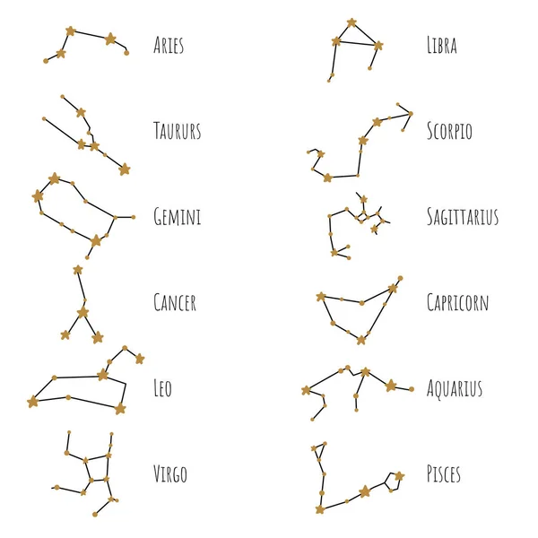 Constellations zodiacales signes vectoriels. Symboles astrologiques . Graphismes Vectoriels