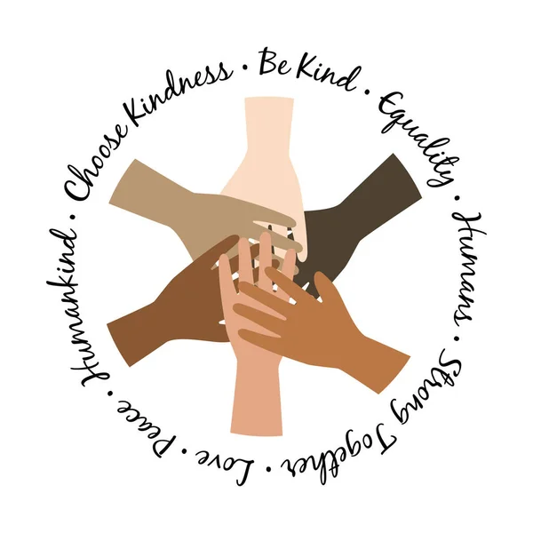 Sé amable símbolo de la unidad de manos. Black Lives Matter Ilustración con las manos símbolo de igualdad . — Vector de stock
