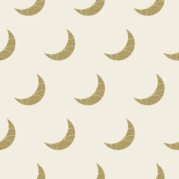 Patrón de luna creciente inconsútil colores de oro amarillo. Ilustración vectorial . — Archivo Imágenes Vectoriales