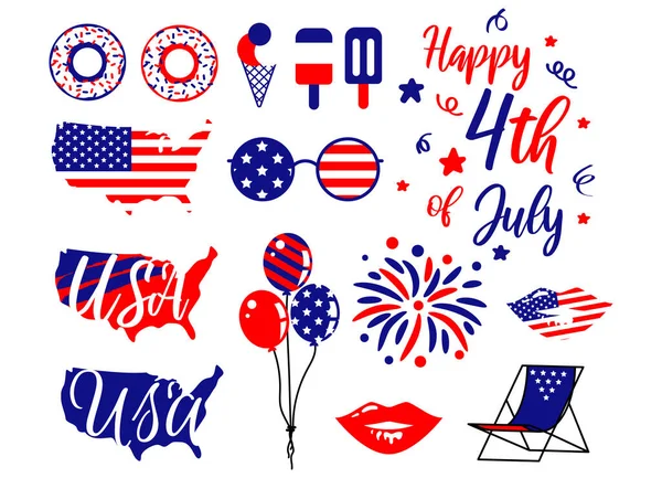 Jour de l'indépendance américaine 4 Juillet clipart vecteur vacances. Vecteurs De Stock Libres De Droits