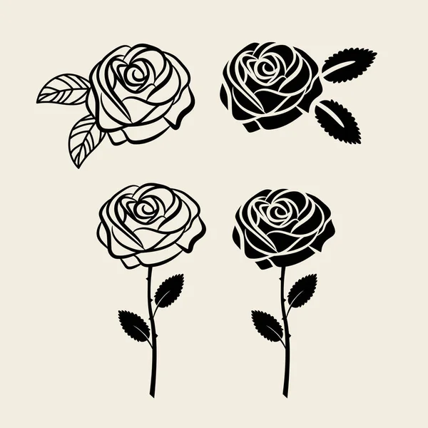 Silhouette rose noire composition fleur unique pour décor de carte. — Image vectorielle