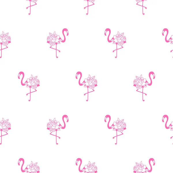 Flamingo pink på hvid elegant bryllup sømløse blomster mønster – Stock-vektor