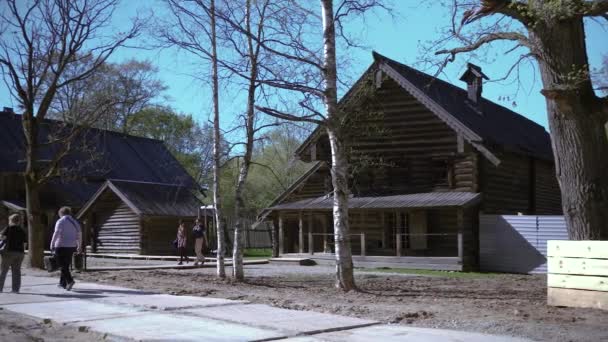 Vitoslavlitsy museum van de houten architectuur — Stockvideo